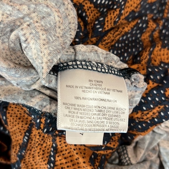 BCBGMAXAZRIA Navy Blue White and Bronze Orange Romper XS - Picture 10 of 11